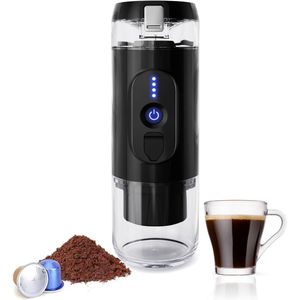 Caffe2go Presso XI - Draagbaar koffiezetapparaat - 110ml Reservoir - Gemalen Koffie & Koffie Capsules - 18 Bar - 12 Volt Draagbare Koffiezetter - Klein Koffiezetapparaat - Auto Koffiezetapparaat - Koffiezetapparaat Voor Op Reis