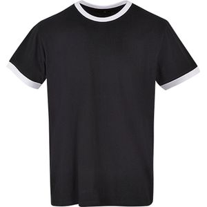 Build your Brand - Men´s Ringer Tee - Zwart/Wit - T-shirt - 4XL
