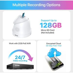 Bewakingscamera 5MP PoE-Buiten Sterrennachtzicht AI-Persoon-/Voertuigdetectie Tweeweg Audio SD-KaartsleufWerkt Alleen met -POE-NVR