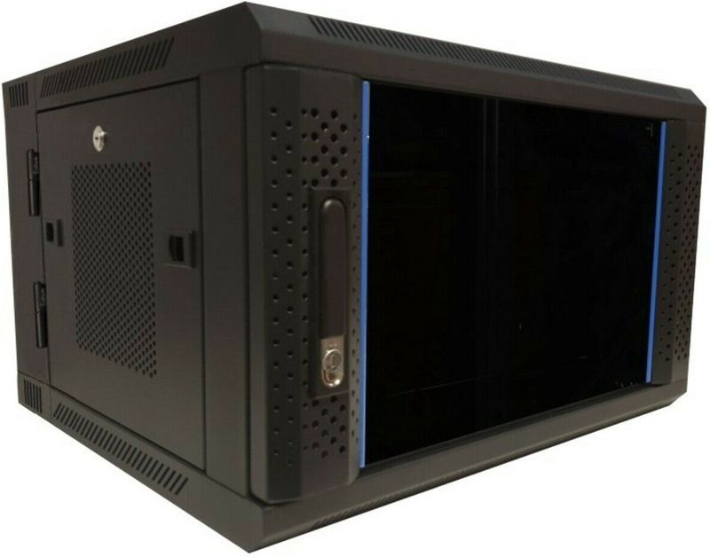 DSIT - 6U Wandkast - Serverbehuizing - Glazen Deur - Geperforeerde Zijwanden - 19 Inch - 600x600x368mm