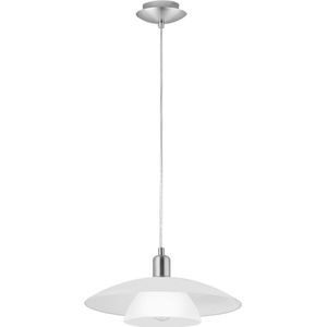 EGLO Brenda - Hanglamp - 1 Lichts - Nikkel-Mat - Wit