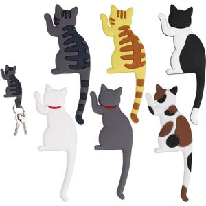 Decoratieve katten koelkastmagneten - set van 6 stuks - grappig en groot - voor kinderen, keukens en kantoren