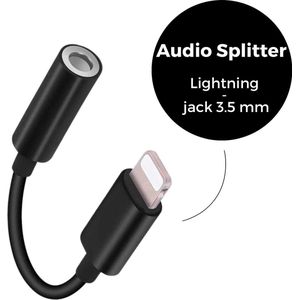 WiseQ - Audio Splitter - Lightning naar 3.5MM Jack - Compatibel met iPhone en iPad - Hoogwaardige Audio Jack Splitter - Zwart