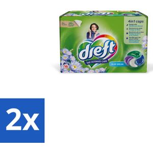 2 x Dreft - Wasmiddelcapsules - Blue Dreams - Frisse geurboost - 16 Wasbeurten - Wascapsules - Plasticvrije Verpakking - Wasmiddel - Wascapsules Dreft - Wasmiddel Capsules