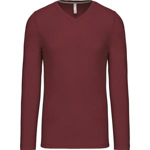Kariban T-shirt V-hals lange mouwen K358 - Wine - S