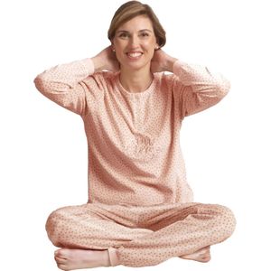 Cocodream dames pyjama velours - Love Story - Warme winter pyjama - XL - Creme