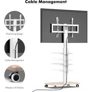 TV-standaard wielen voor 32-43 55 60 65 70 75 inch TV, 60° draaibaar & 6 hoogte verstelbaar TV stand wheels vloer universeel voor vlakke & gebogen LCD LED TV enz, Max VESA 600x400mm (wit)