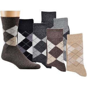 Fijne heren sokken | 3 paar | maat 39-42 | Ruit print | bruin, grijs en zwart