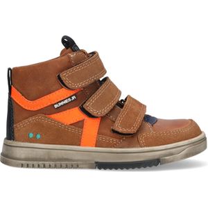 Bunnies JR 223833-513 Jongens Hoge Sneakers - Bruin/Oranje - Leer - Klittenband