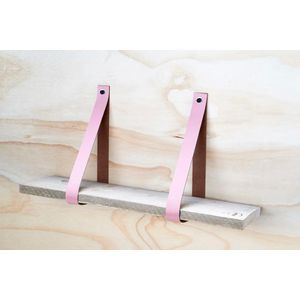 Leren Plankdragers Oud Roze, Set van 2 stuks, 92 x 4 cm. incl bevestigingsmateriaal, exclusief plank