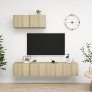 The Living Store Tv-meubelset - Sonoma Eiken - 80 x 30 x 30 cm - 3 x tv-meubel
