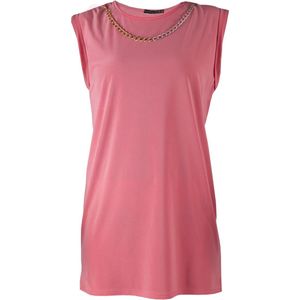 Koraalkleurige blouse + maliënkolder