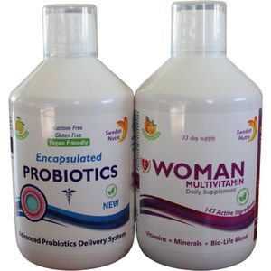 Voordeelpack Probiotics & Woman multivitamine, Al deze ingrediënten en nutriënten zorgen voor een verbetering van energie en uithoudingsvermogen. Deze blend valt onder de Multivitaminen en is nog eens gemixt met ijzer, amino