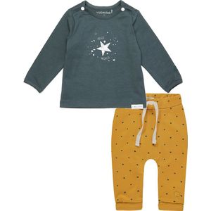 Noppies - kledingset - 2delig - Broek Kris oker - Shirt Lux Dark Slade - Maat 74
