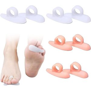 HTML 4 Paar Hamerteencorrector Siliconen Teengolfcorrector - Wit en Beige - Enkel Gat .