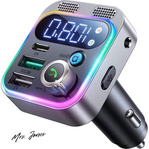 Mrs. Jones JOYROOM Bluetooth-adapter Auto Bluetooth 5.3 FM-zender Autoradio - Sterkere dubbele microfoons en HiFi diep basgeluid - Muziekspeler 48 W PD & QC3.0 handsfree kit AUX-poort en USB-stick .