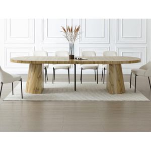 Vente-unique Uitschuifbare eettafel voor 6 tot +12 personen van mdf - Licht naturel - CLOEVA L 300 cm x H 76 cm x D 100 cm