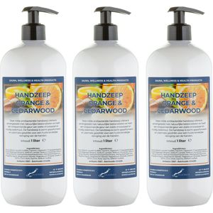 Handzeep Sweet Orange & Cedarwood 1 liter - met gratis pomp - set van 3 stuks