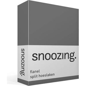 Snoozing - Flanel - Split-topper - Hoeslaken - Tweepersoons - 140x200 cm - Antraciet