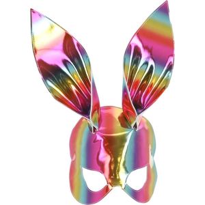 Smiffys - Rainbow Metallic Bunny Masker - Regenboog