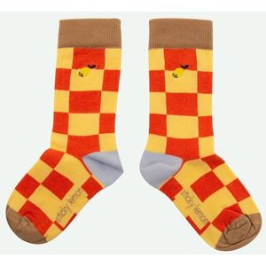 Sticky Lemon - socks - farmhouse - checkerboard ladybird red