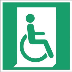 Nooduitgang invaliden rechts bord – E030 - Dibond - 10 x 10 cm