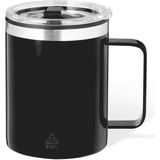Benson Warmhoudbeker - thermos beker Barista - reis koffiebeker - RVS - zwart - 400 ml - deksel