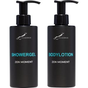 Douchepakket Zen Moment - Showergel + Bodylotion - 300 ml per fles - bodycare - luxe fles - set van 2 stuks - Cadeau