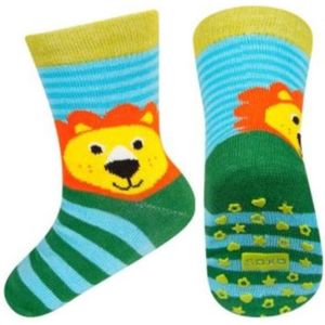 vrolijke sokken Leeuw met antislip mt 19-21