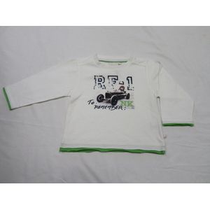 noukie's , jongens, t-shirt lange mouw , wit , RF1- auto , 3 jaar 98