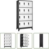 The Living Store Lockerkast - Moderne opbergkast - Antraciet/Wit - 90x45x180 cm