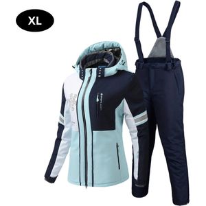 Livano Ski Suit - Skipak - SkiBroek - Wintersport - Skijas - Dames - 2-Delig - Lichtblauw - Maat XL
