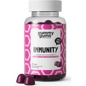 Yummygums Immunity - Multivitamine voor ondersteuning weerstand - geen capsule, poeder of tablet - yummy gums - Met extra vitamine C, vitamine D, Zink, vlierbes & Echinacea - 60 suikervrije vegan gummies -