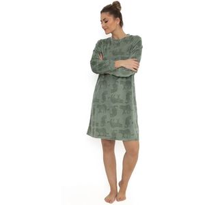 Cocodream - Velours Nachthemd - Groen - Dames - Warm Winter Nachtjapon