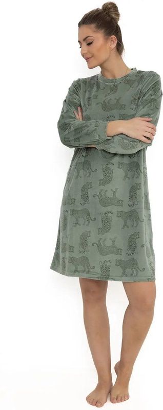 Cocodream - Velours Nachthemd - Groen - Dames - Warm Winter Nachtjapon