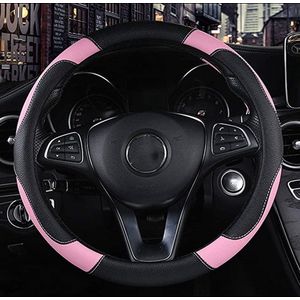 Auto Stuurhoes Ademende Anti Slip Pu Lederen Steering Covers Geschikt 37-38Cm Auto Decoratie Koolstofvezel