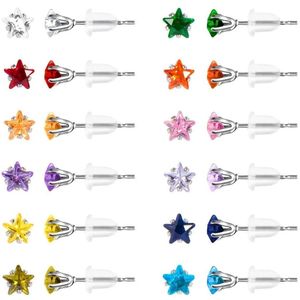 Aramat Jewels Oorbellen - Zweerknopjes Zirkonia Oorbellen stervorm - Roestvrij staal - Mannen - Kinderen - 3