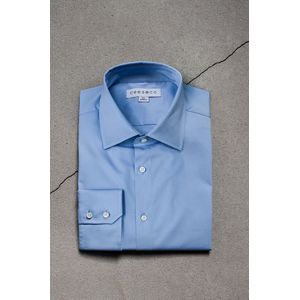 CEESNCO | Lichtblauw Overhemd Slim Fit Stretch Maat M | Duurzaam Premium Kwaliteit die je voelt en ziet | 100% Biologische Katoen 140g/m² | Parelmoeren knopen | Zakelijke Casual Luxe Heren Overhemd | Puur Vakmanschap uit Portugal