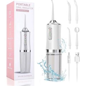 Draadloze Watermonddouche met 3 Modi en 4 Sproeiers - Waterflosser IPX7 en 300 ml Reservoir