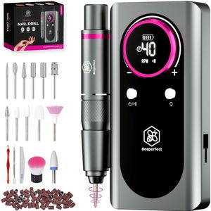 Beeperfect - Elektrische Nagelvijl Pocket Edition - Nagelfrees - Draadloos en Oplaadbaar - 11 Bitjes en 60 Schuurrolletjes