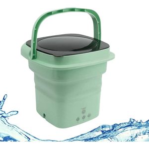 Opvouwbare Mini Wasmachine met Emmer en Deksel - Draagbare Wasmachine voor Camper en Reishuis (Groen)