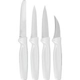 4-delige RVS messenset met wit kunststof handvat - Keukengerei - Messen/mesjes - Keukenmessen - Schilmes