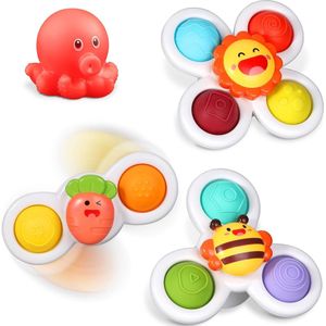 Spinner Badspeelgoed 3 Stuks - Educatief & Sensorisch - Draaiende Baby Zuignap - Veilig Materiaal - Zintuiglijk Speelgoed 1+ Jaar