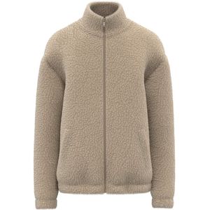 Spasso Uniseks sweater van sherpa met rits en afhangende schouders SP404 - Wet Sand - S