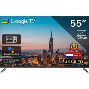 Google Smart TV | TeeView QLED TV 55 inch | 4K Ultra HD | Frameless Design | in Eindhoven geassembleerd | TV55QQG-EU