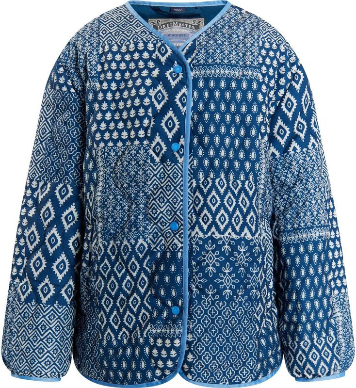 DreiMaster - Gewatteerd Jack - Donker Marineblauwe Print - Meisje