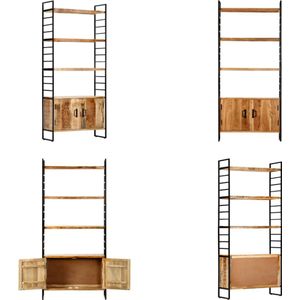 vidaXL Boekenkast met 4 schappen 80x30x180 cm ruw mangohout - Boekenkast - Boekenkasten - Boekenplank - Boekenplanken