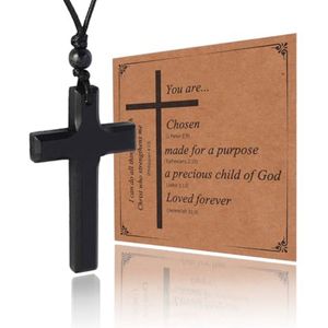 Natuurlijke Houten Kruis Hanger Ketting voor Mannen en Vrouwen - Religieuze Charms en Cadeaus