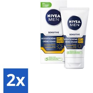 2 x NIVEA MEN - Sensitive - Gezichtscrème met SPF 15 - 75 ml -