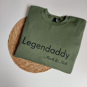 Het Blije Snoetje - Sweater vader/papa - Legendaddy - namen kinderen - trui - Legergroen - maat S